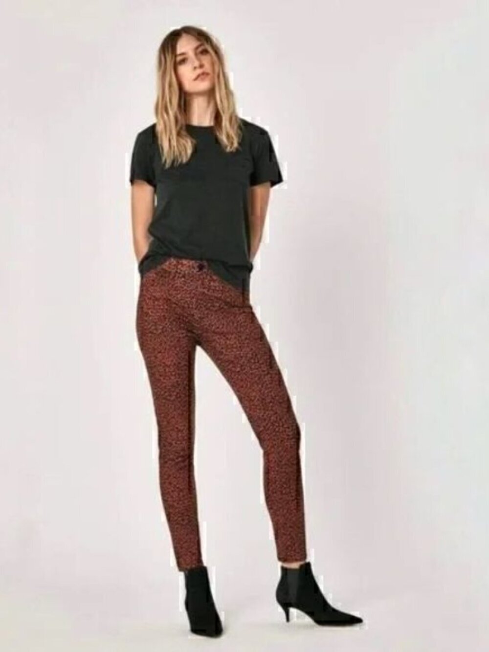 Mavi Womens Tess Brown Animal Print High Rise Skinny Jeans Size 28